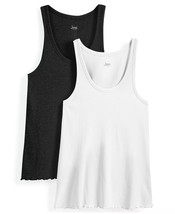 Womens Sleepwear Tank Top 2 Shirt Value Pack Black White Medium JENNI $29 - NWT - £7.03 GBP