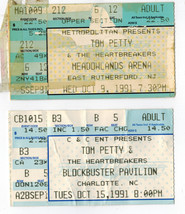 Tom Petty &amp; The Heartbreakers 1991 Ticket Stubs Meadowlands + Blockbuste... - $375.97 MXN