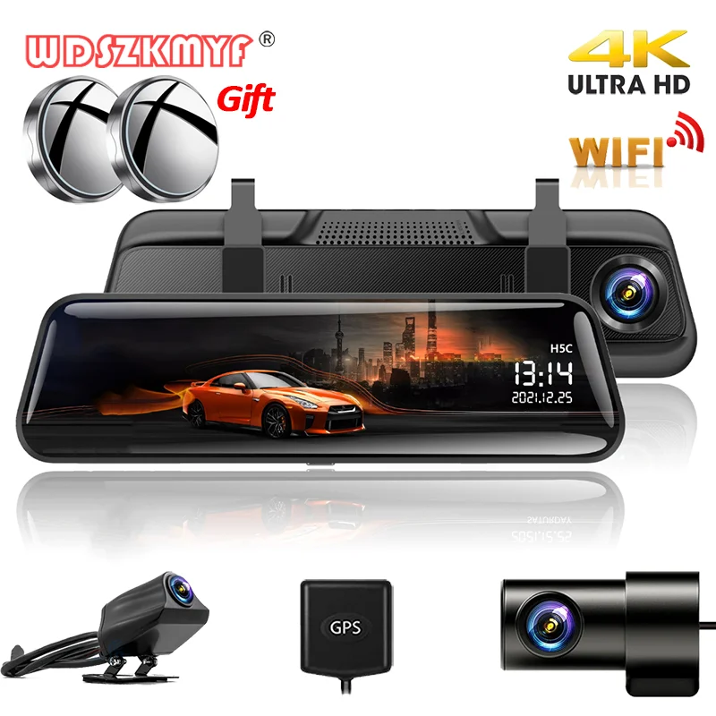 3 Channel Car DVR 4K Dash Cam for Cars WIFI 10Inch GPS Video Recorder Rear View - £64.20 GBP+