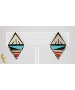 Sterling Silver Lapidary Inlay Diamond Shaped Clip-on Earrings - $3,440.88 MXN Sterling Silver Lapidary Inlay Diamond Shaped Clip-on Earrings - $3,440.88 MXN