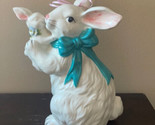 Blue Sky Clayworks Easter Bunny Mom &amp; Baby Figurine New Ceramic White Bl... - £52.11 GBP