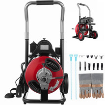100FT Electric Sewer Snake Drain Auger Cleaner Cleaning Machine W/Cutters,Gloves - £393.58 GBP
