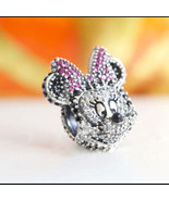 925 Sterling Silver Disney Sparkling Minnie Portrait Charm Bead - $20.99