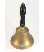 Vintage Large Brass Hand Bell With Iron Ball Clapper &amp; Metal Capped Wood... - £60.54 GBP
