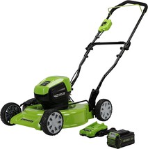 Greenworks 40V 19&quot; Brushless (2-In-1) Lawn Mower, 4Ah USB (Power Bank) Battery - £257.03 GBP