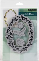 Penny Black Cling Stamps Wreath &amp; Wings Wren Bird Birds Feathers - £13.58 GBP