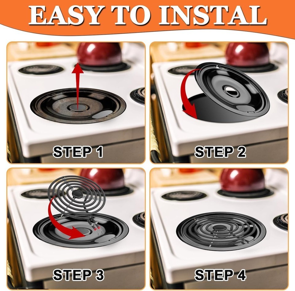 Set of 8 Electric Stove Burner Elements and Drip Pans - Whirlpool & Frigidaire Item image 9