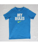 The Nike Tee My Rules Blue Crewneck T-Shirt Dri Fit Athletic Cut Size Yo... - $10.87