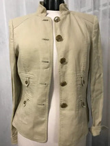 Ellen Tracy Tan Linen Safari Military Style Jacket Size 6 - £38.17 GBP