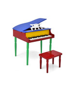 30-Key Wood Toy Kids Grand Piano with Bench and Music Rack-Multicolor - ... - €126,22 EUR