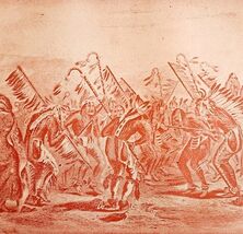 1891 Sioux Wild Grass Dance Red Plate Print Victorian Indian War History... - $29.99