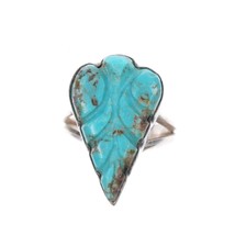 sz7 Vintage Zuni carved turquoise ring - £192.08 GBP