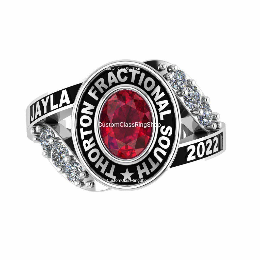 CUSTOM college silver 925 ring, grad gift, University ring for her, Best Oval cu - $160.00