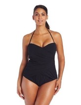 NWT GOTTEX swimsuit 8 sexy draped bandeau contour extra tummy control slimming - £57.17 GBP