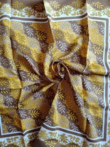 Vtg Floral Fashion Scarf Brown Square 26&quot; Neck Head Business Work Lady I... - £17.41 GBP