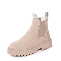 Women Boots Soft Leather Ankle Booties Women Spring Autumn Slip-On Platform Shoe - £41.24 GBP