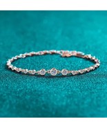 3Ct Round Cut Lab Created Diamond Women&#39;s Chain Bracelet 14K Rose Gold P... - $293.99