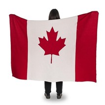 Canada Flag Throw Blanket Extra Large Cotton 50" x 60" Red White Canadian Pride - £46.51 GBP