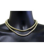 2pc Choker Cz Chain Set Tennis Links 14k Gold Plated Jewelry 16&quot; 18&quot; Nec... - £13.03 GBP