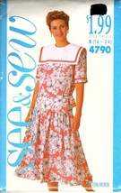 See &amp; Sew 4790 Misses and Petite 16 to 24 Dress Vintage Uncut Sewing Pat... - $7.66