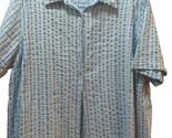 Company One Women 3X seersucker cotton button front shirt blue white plaid - $17.66