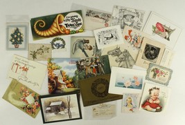 Vintage Paper Greeting Cards Mixed Lot CHRISTMAS Birthday Holiday Birds ... - $28.53
