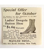 Mahler Bros Ladies Dongola Shoe 1894 Advertisement Victorian Footwear NY... - $19.99