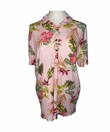 Zara Hawaiian Floral Print Pullover Polo Style short sleeve Pink large S... - £18.74 GBP