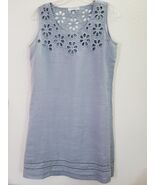 Solitaire Shift Dress Lite Blue Women's Small Linen Yoke &amp; Tiered Hem ar... - $18.00