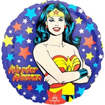 Wonder Woman 18&quot; Round Foil Mylar Balloon Birthday Party Supplies 1 Per Package - £2.59 GBP