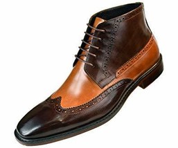 Handmade Men&#39;s Ankle Boot, Men&#39;s Brown Leather Casual Lace Up Wing Tip Boot. - £127.49 GBP