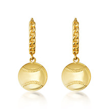 10K or 14K Yellow Gold Baseball Sports Cuban Link Huggies Earrings - £144.25 GBP+