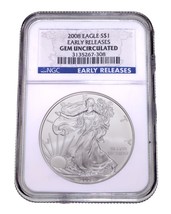 2008 Argento American Eagle Selezionato Da NGC Come Gemma Fior Presto St... - $76.36