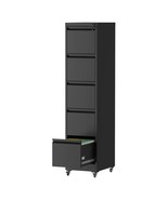 Black Metal 5-Drawer Vertical File Cabinet with Lock &amp; Wheels for Office - $4,987.81 MXN