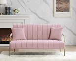 60&quot; Velvet Loveseat Sofa, 2 Seater Upholstered Sofa Couch With 2 Pillows... - $479.99