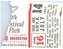 Marshall Tucker Band Ticket Stub July 14 1975 Central Park New York - £27.21 GBP
