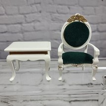 Dollhouse Furniture Wooden Victorian Chair and Side Table  - £23.21 GBP