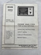 Sears 161.216300 Engine Analyzer for 12 Volt Original Owners Manual - £11.22 GBP