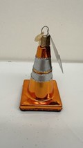 Old World Christmas Orange Traffic Cone Glass Ornament 36237 FREE BOX New - $19.75