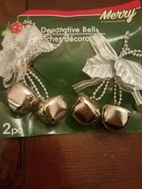 2 silver decorative bells upc 639277249135 - £10.55 GBP