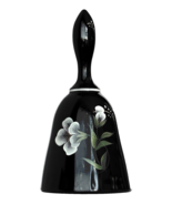 Fenton Black Bell Hand painted White Floral and Signed - £57.80 GBP