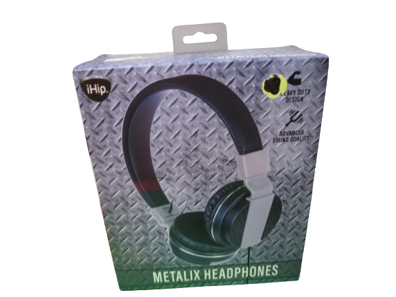 Metalix Headphones Black Gray W/Jack Attached New In Original Box - $13.86