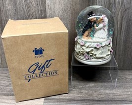 Vintage Avon Bride and Groom Musical Snowglobe Wedding Bears Box Love Story-New - $34.63
