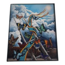 Southwest Native American Butterfly Ladder  Woven Tapestry Print Picture Framed - £36.81 GBP