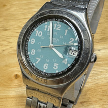 VTG Swatch Swiss Quartz Watch Irony Happy Joe YGS410 Men Steel Date New ... - £35.60 GBP