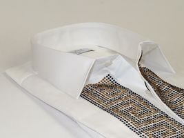 Men CEREMONIA Turkey Shirt 100% Cotton Fancy Rhine Stones #TSV 13 White Slim Fit image 3