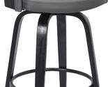 Alec Faux Leather Swivel Barstool, 30&quot; Bar Height, Black and Gray - $290.99