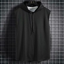 Plus Size Summer Men Clothing Tank Tops Sweatshirt Sleeveless Tops Hoodie Vest W - £85.66 GBP