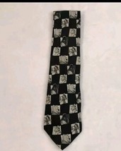 Vtg Neck Tie Looney Tunes Mania Winnie The Pooh Friends B &amp; W Checkered 1996 - $17.77