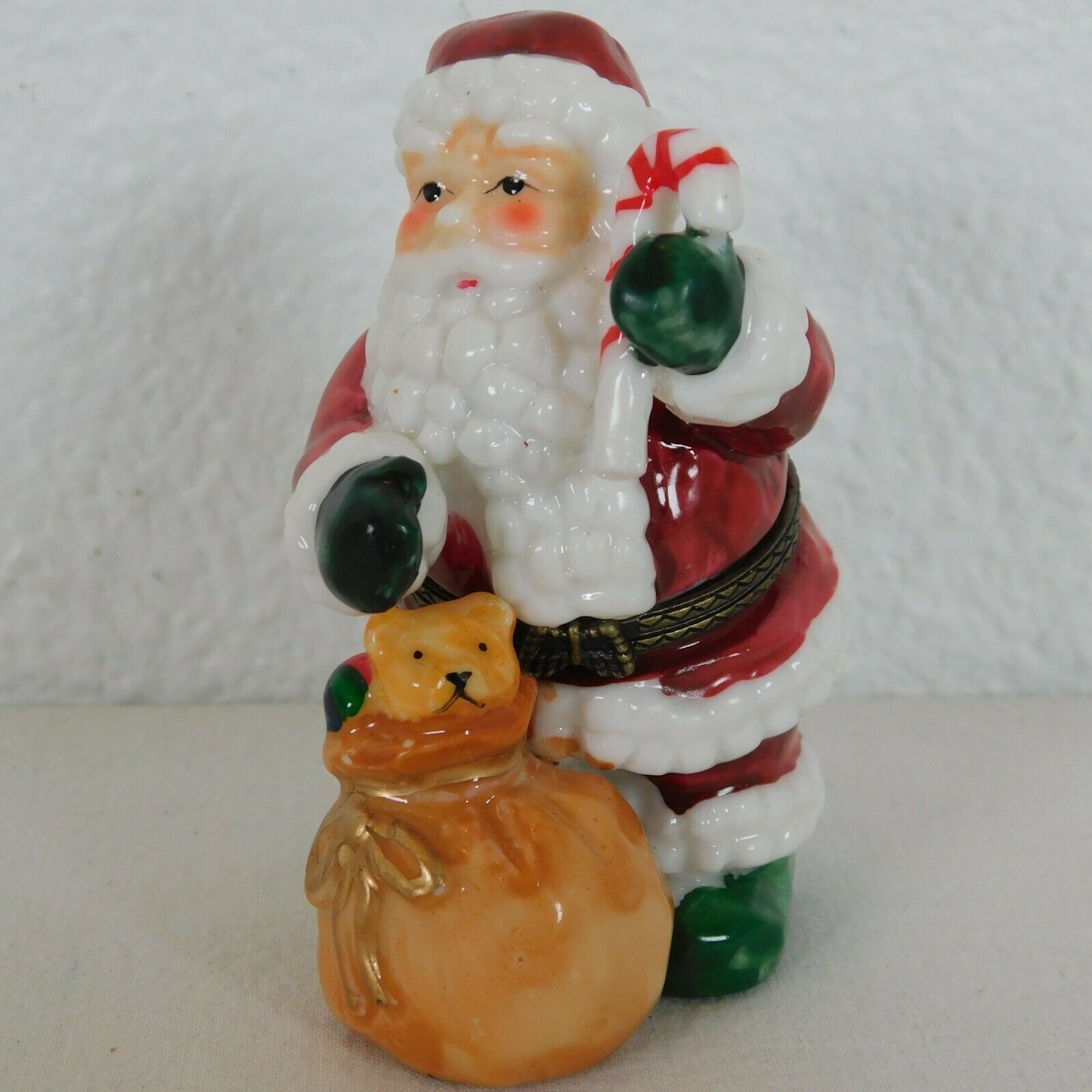 Kurt S Adler Porcelain Santa Toy Bag Hinged Box Santa's World Original Box Gift - $14.52